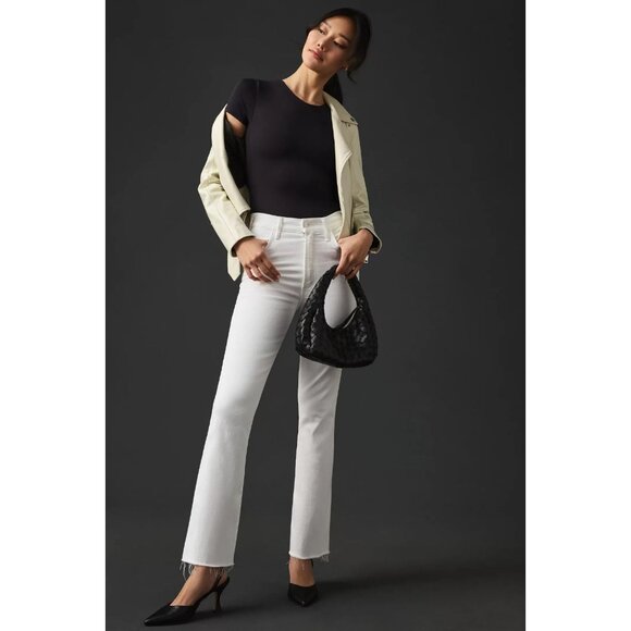 MOTHER The Hustler Ankle Fray Fairest of Them All White Flare Jeans, Size 30 - Picture 1 of 16